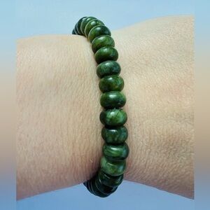 BJ11 7.9mm Genuine & Organic High Quality Forest Green Jade Handmade Bracelet